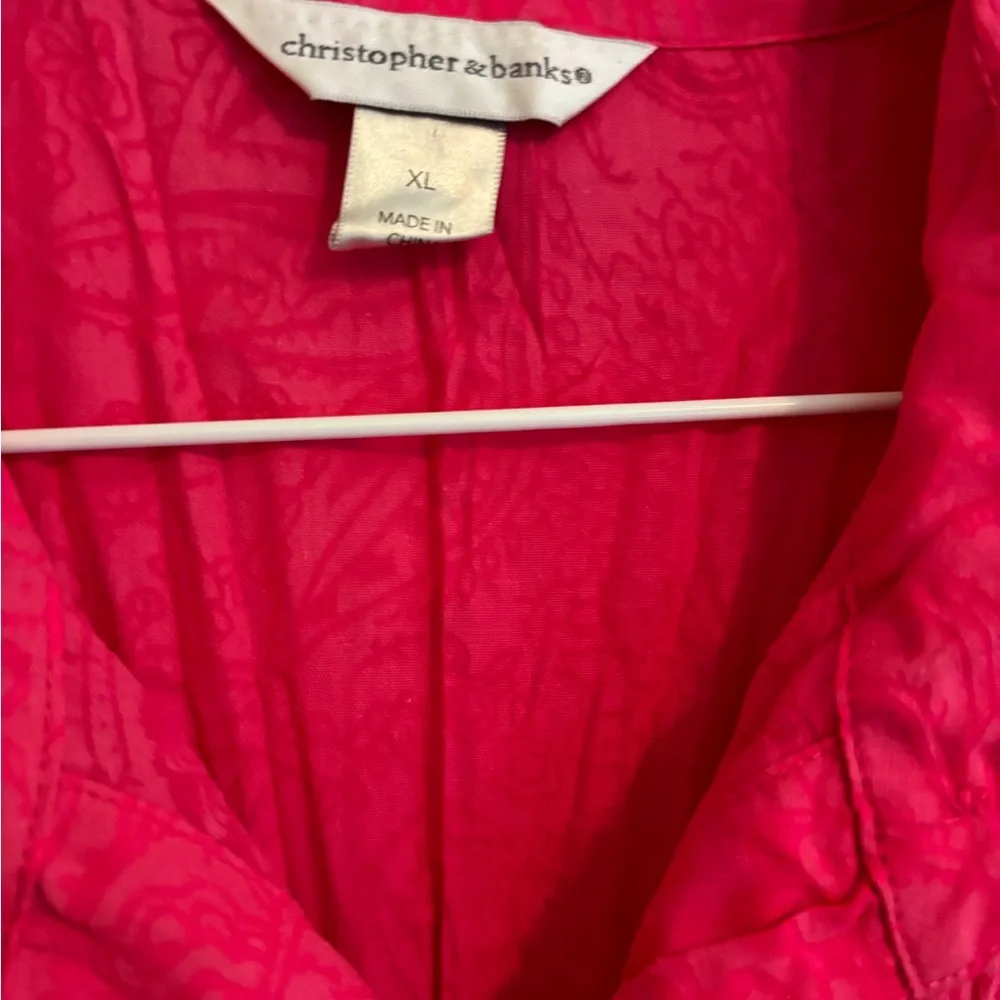Christopher & Banks Women's Pink Button-Up Top Size XL